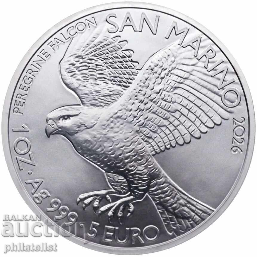 San Marino 2026 – 5 euro – Șoim – 1 OZ Monedă de argint BU