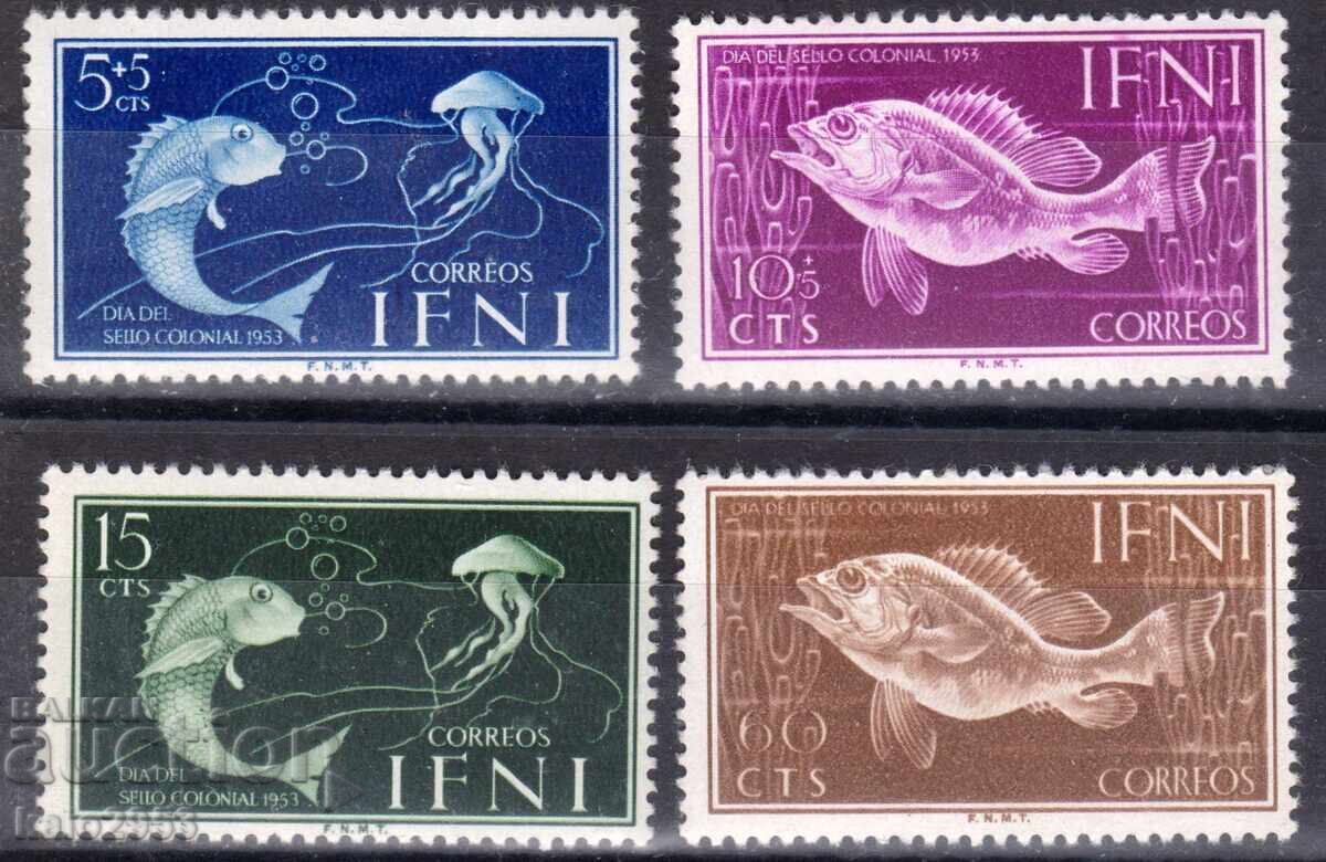 IFNI/Spain-1953-, "Stamp Day", Fish series, MNH