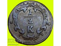 1/2 кройцер 1760 Австрия Мария Терезия - РЯДКА!