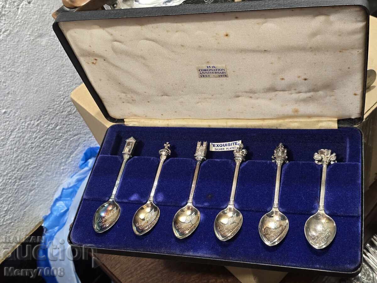 Licitație Set de șase lingurițe jubiliare argintate !!!