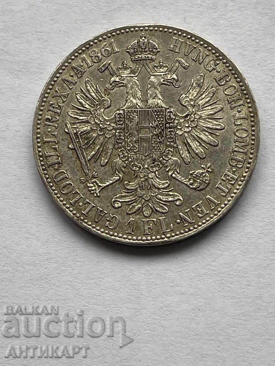 Monedă rară de argint Austria 1 Florin 1861 Excelent Monedă rară de argint Austria 1 Florin 1861 Excelent