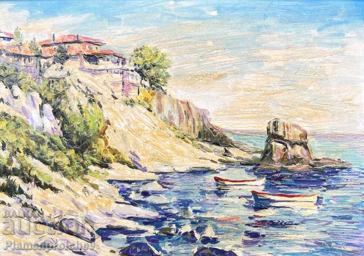 UNIQUE OIL PAINTING OLD SOZOPOL 1996 SIGNED with price € 1.61 | 3.15 BGN