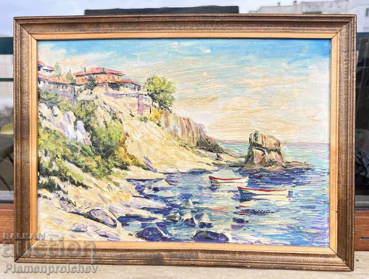 UNIQUE OIL PAINTING OLD SOZOPOL 1996 SIGNED