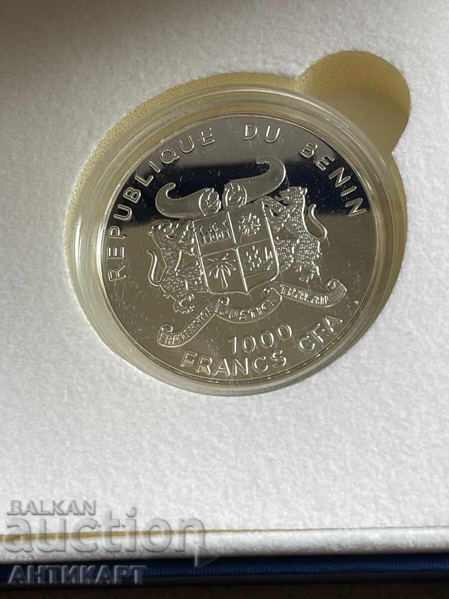 Δημοπρασία 1000 φράγκα 2012 Μπενίν 1 oz ασήμι Έτος του Δράκου - 888 τεμάχια