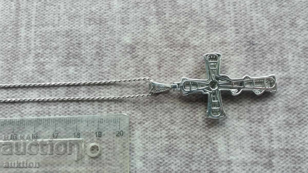 FRUMOS CRUCE DE ARGINT CU LANT - 12,93 GRAME TITLU 0,925 - 6