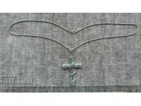 BEAUTIFUL SILVER CROSS WITH CHAIN - 12.93 GRAMS 0.925 PURITY