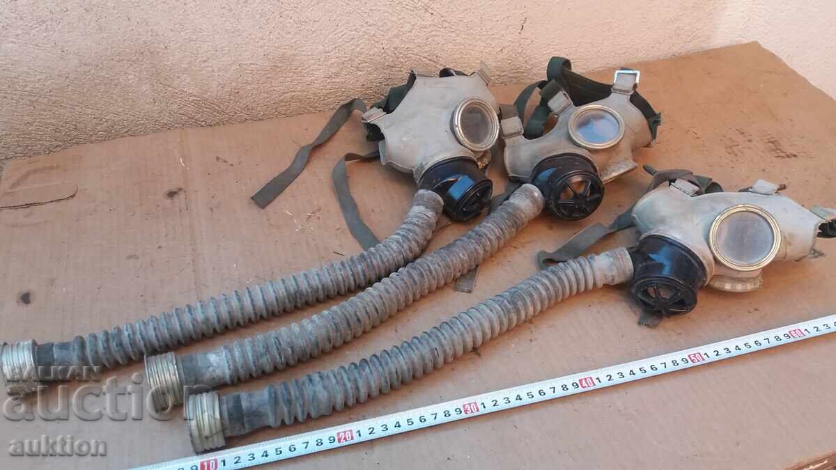 LOT OF THREE GAS MASKS WITH HOSES - 5