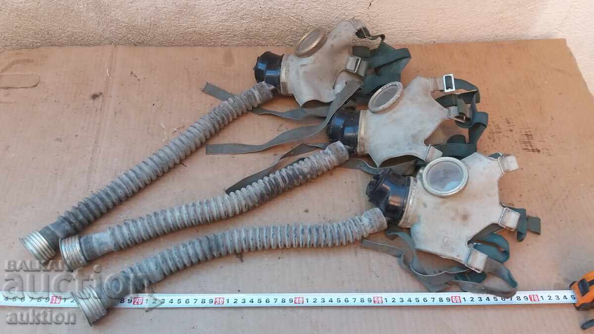 LOT OF THREE GAS MASKS WITH HOSES - 6