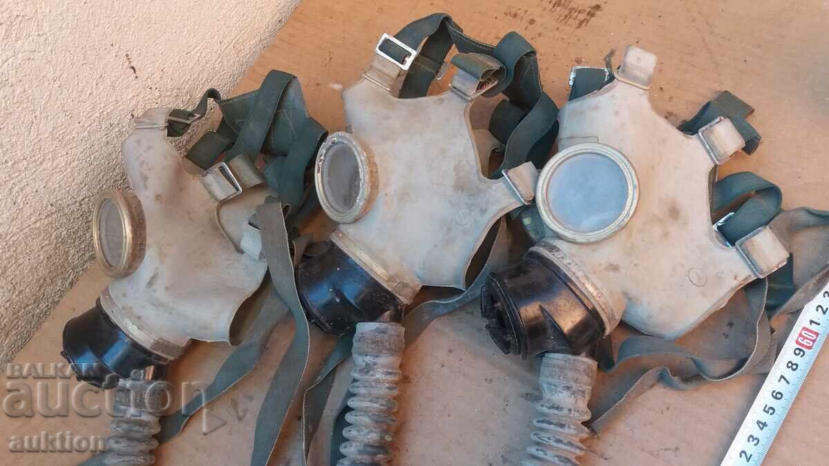 LOT OF THREE GAS MASKS WITH HOSES - 7