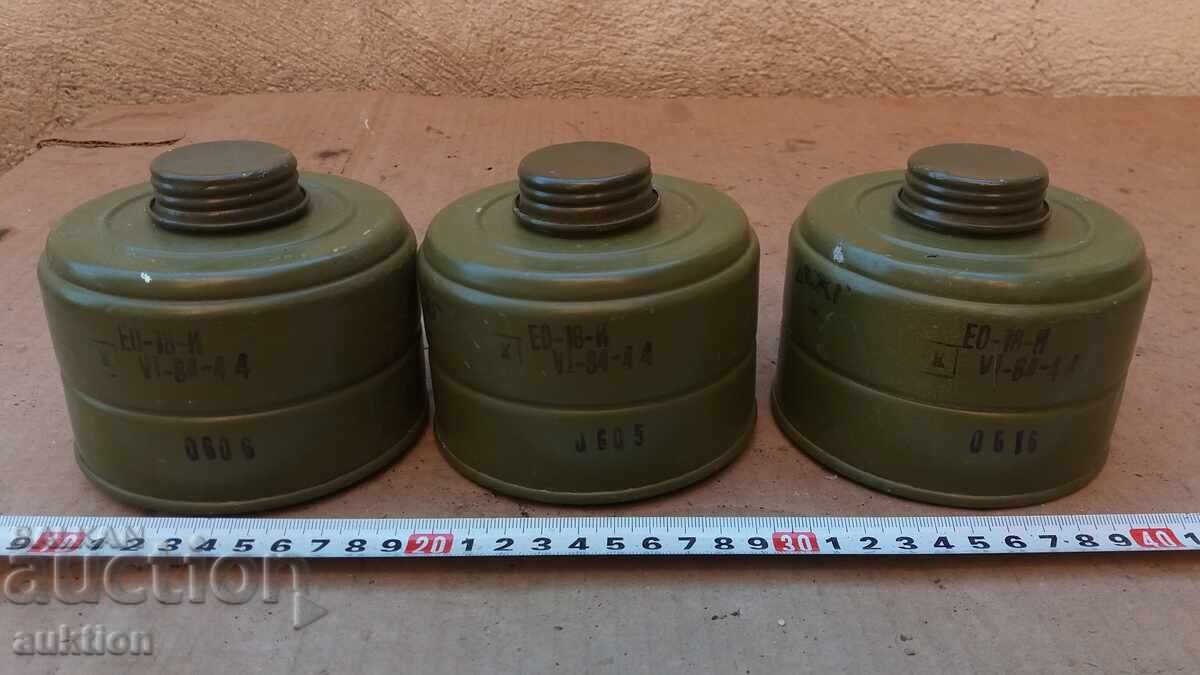 Auction LOT OF 3 GAS MASK FILTERS Auction LOT OF 3 GAS MASK FILTERS