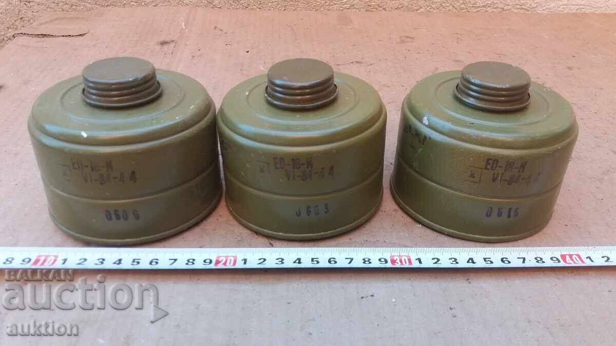 LOT OF 3 GAS MASK FILTERS LOT OF 3 GAS MASK FILTERS