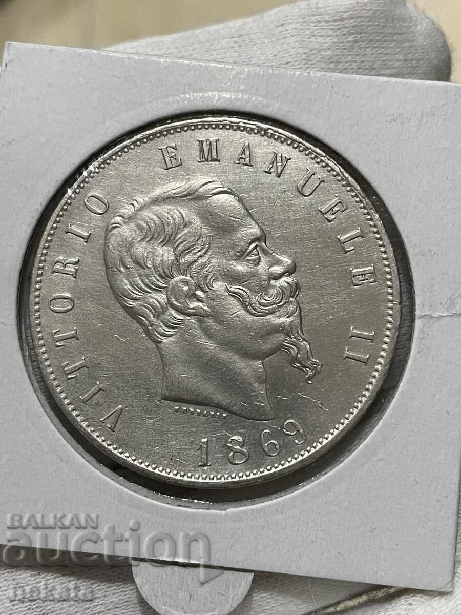 Ιταλία 5 λιρέτες 1869 με τιμή € 65.00 | 127.13 BGN