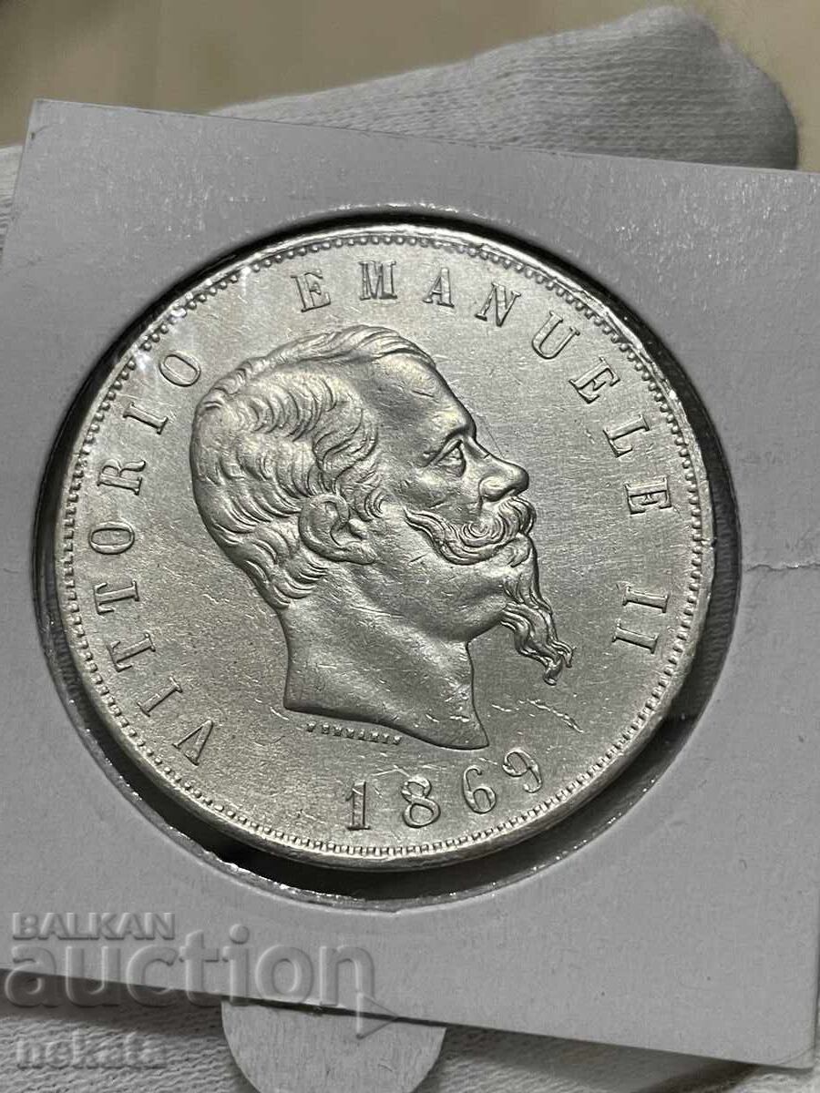 Ιταλία 5 λιρέτες 1869