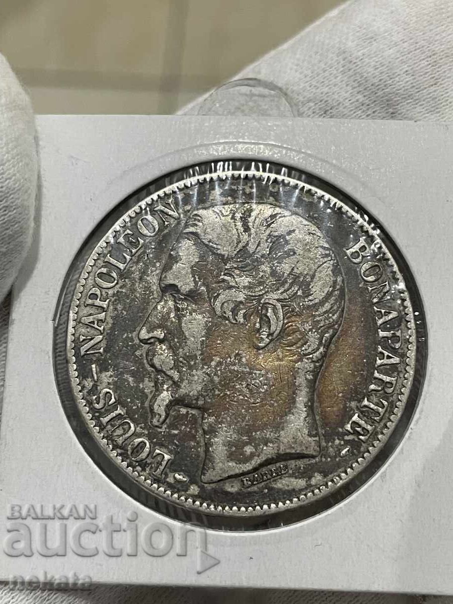 Franța 5 franci, 1852. Împăratul Napoleon al III-lea