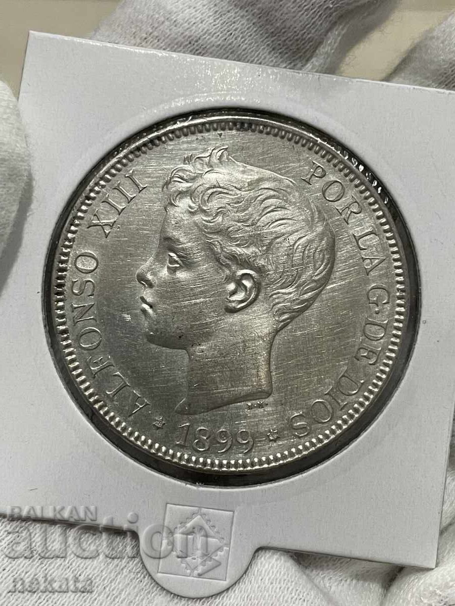 Spain 5 pesetas 1899 with price € 70.00 | 136.91 BGN Spain 5 pesetas 1899 with price € 70.00 | 136.91 BGN