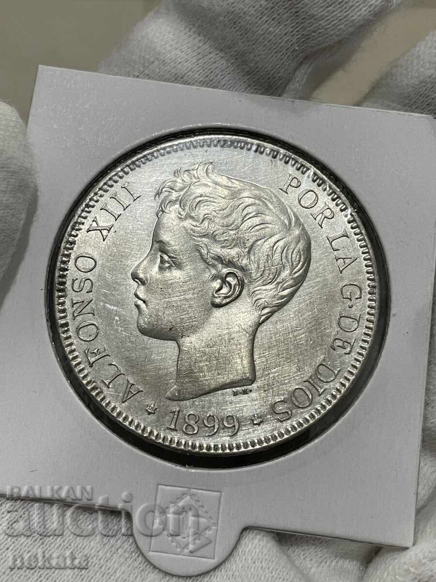 Spain 5 pesetas 1899 Spain 5 pesetas 1899
