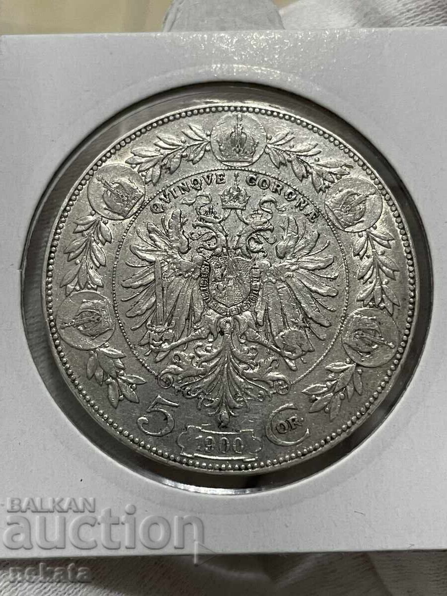 Licitație Austria 5 coroane, 1900. Împăratul Franz Joseph I