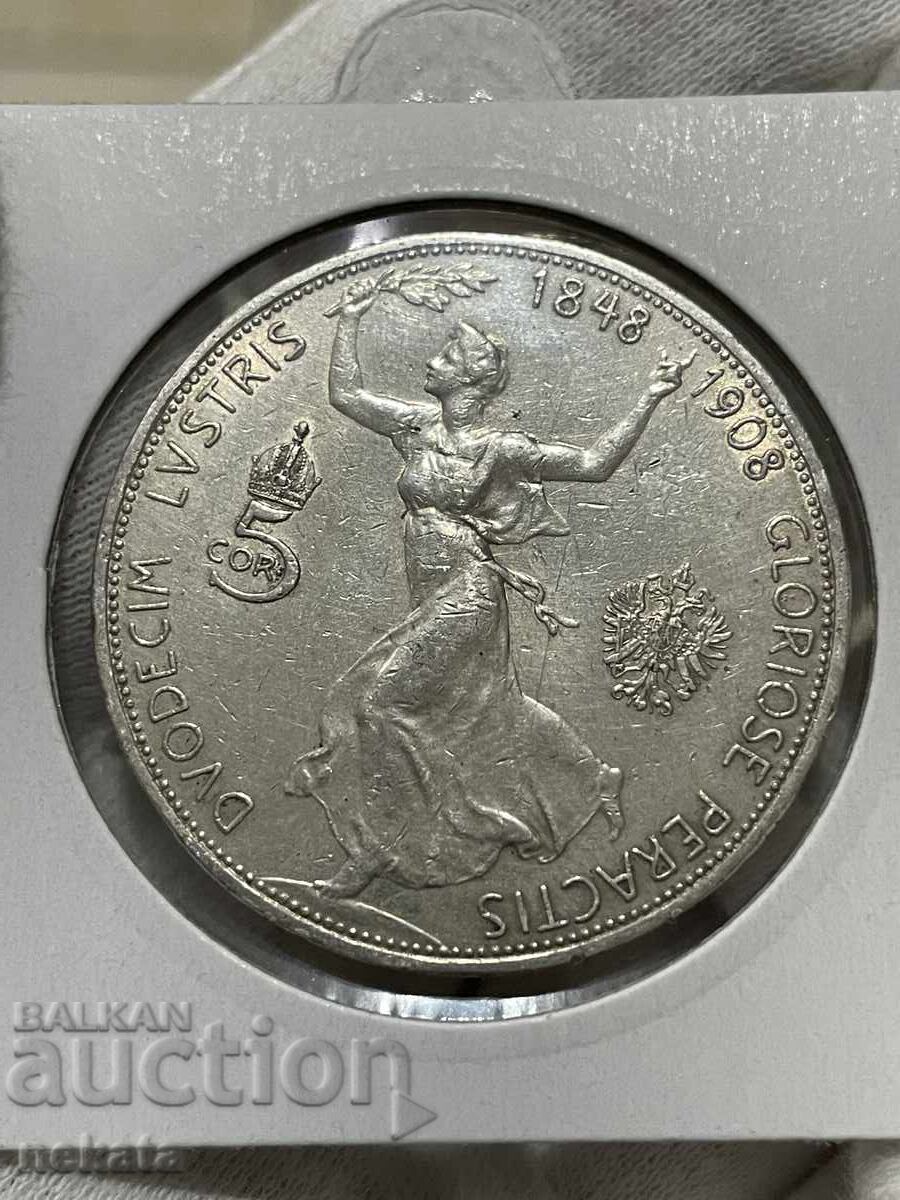 Licitație Austria 5 coroane, 1909. Împăratul Franz Joseph I Licitație Austria 5 coroane, 1909. Împăratul Franz Joseph I