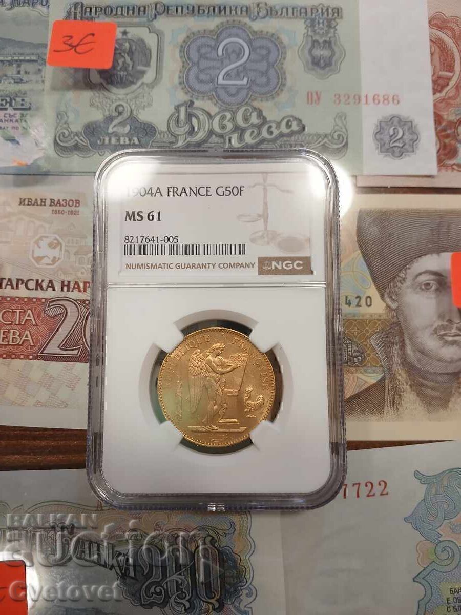 Auction  50 Francs 1904 MS61 NGC
