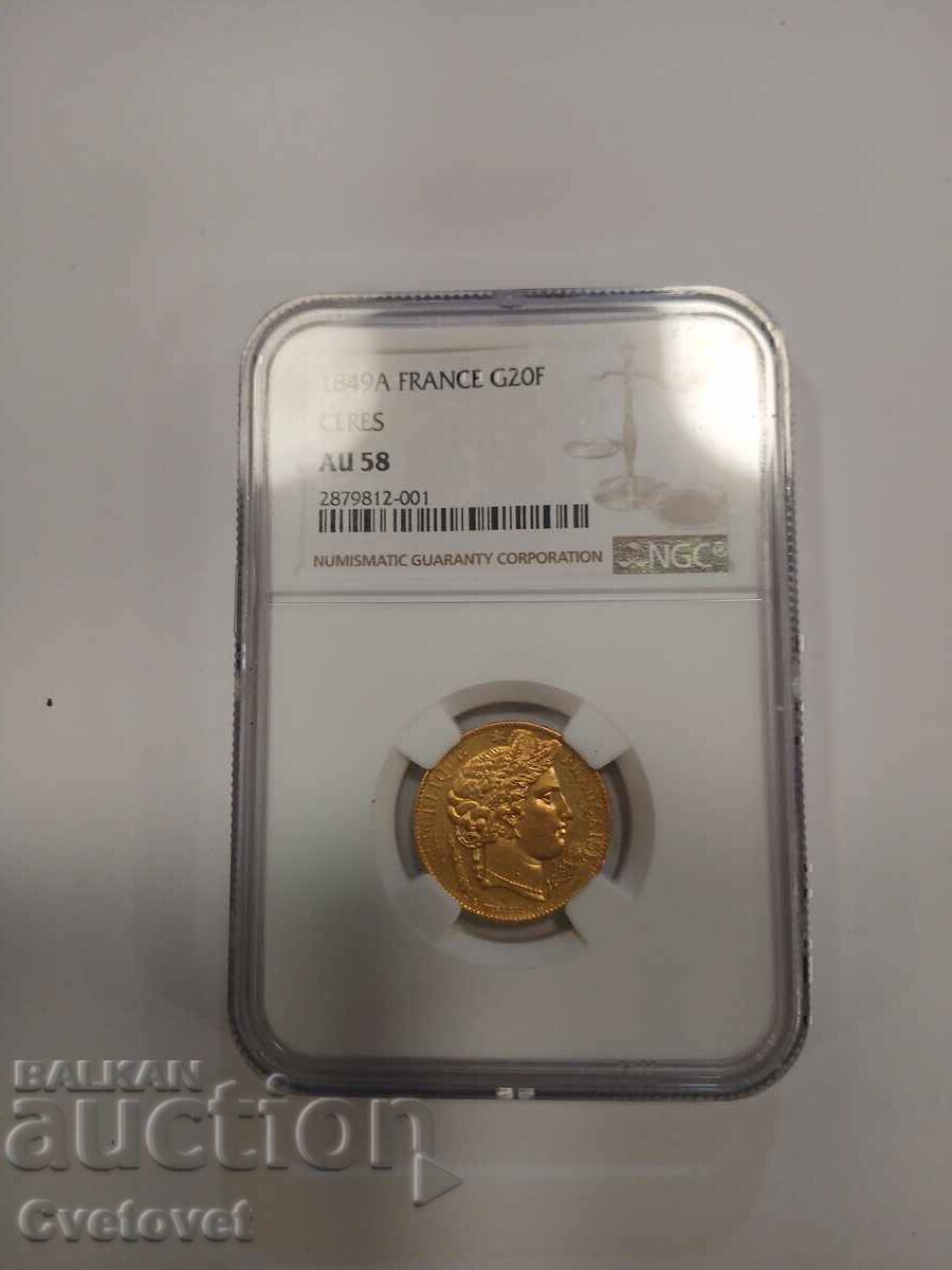 20 franci 1849 AU58 Ceres