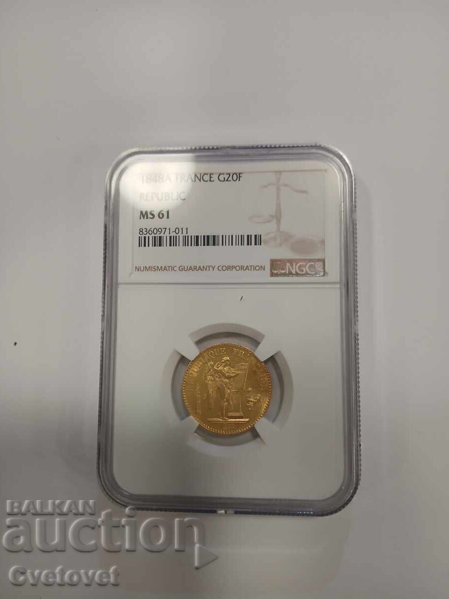 20 Francs 1848 MS61 NGC