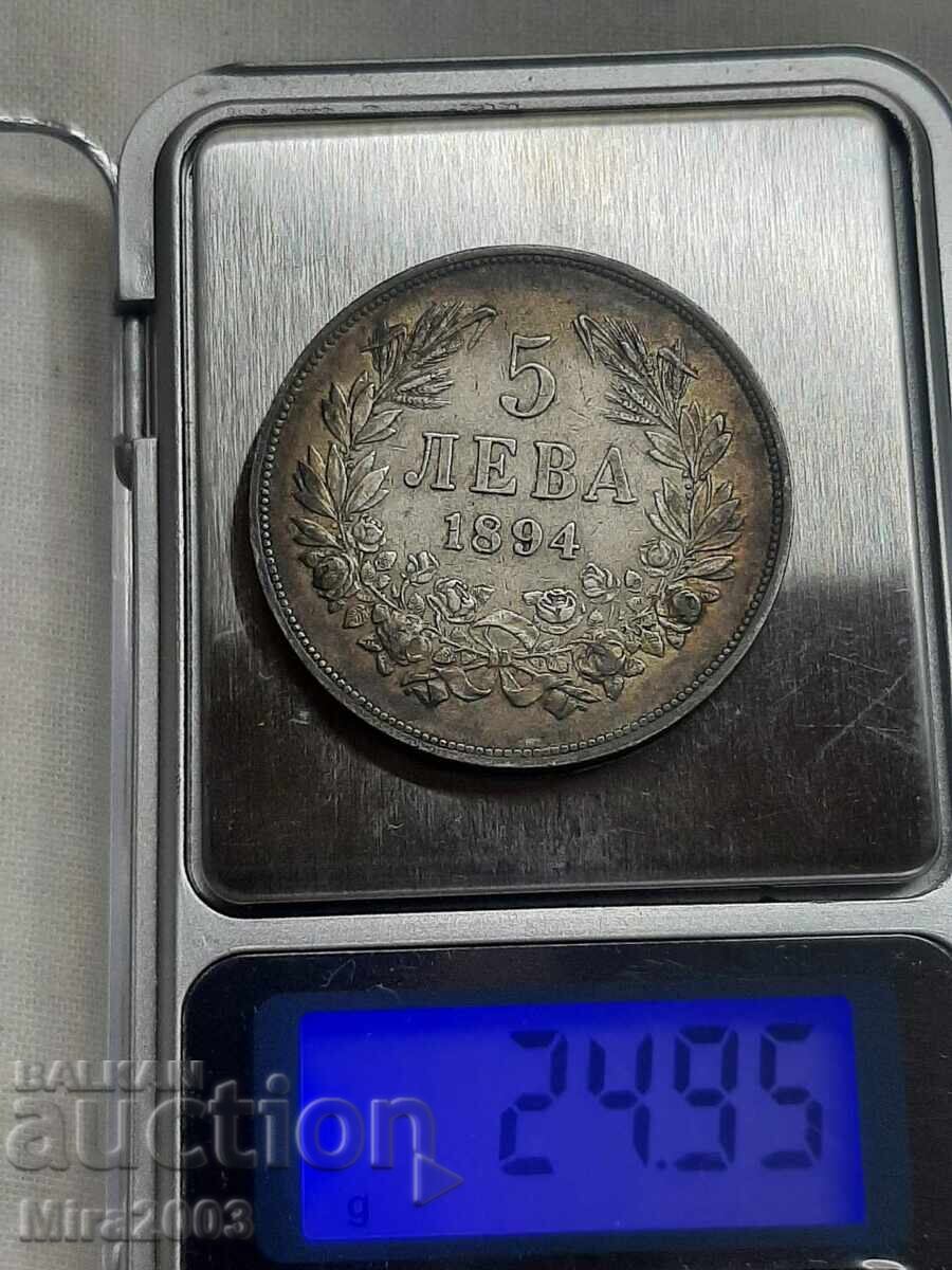 5 leva 1894 de la 0.01 - 8