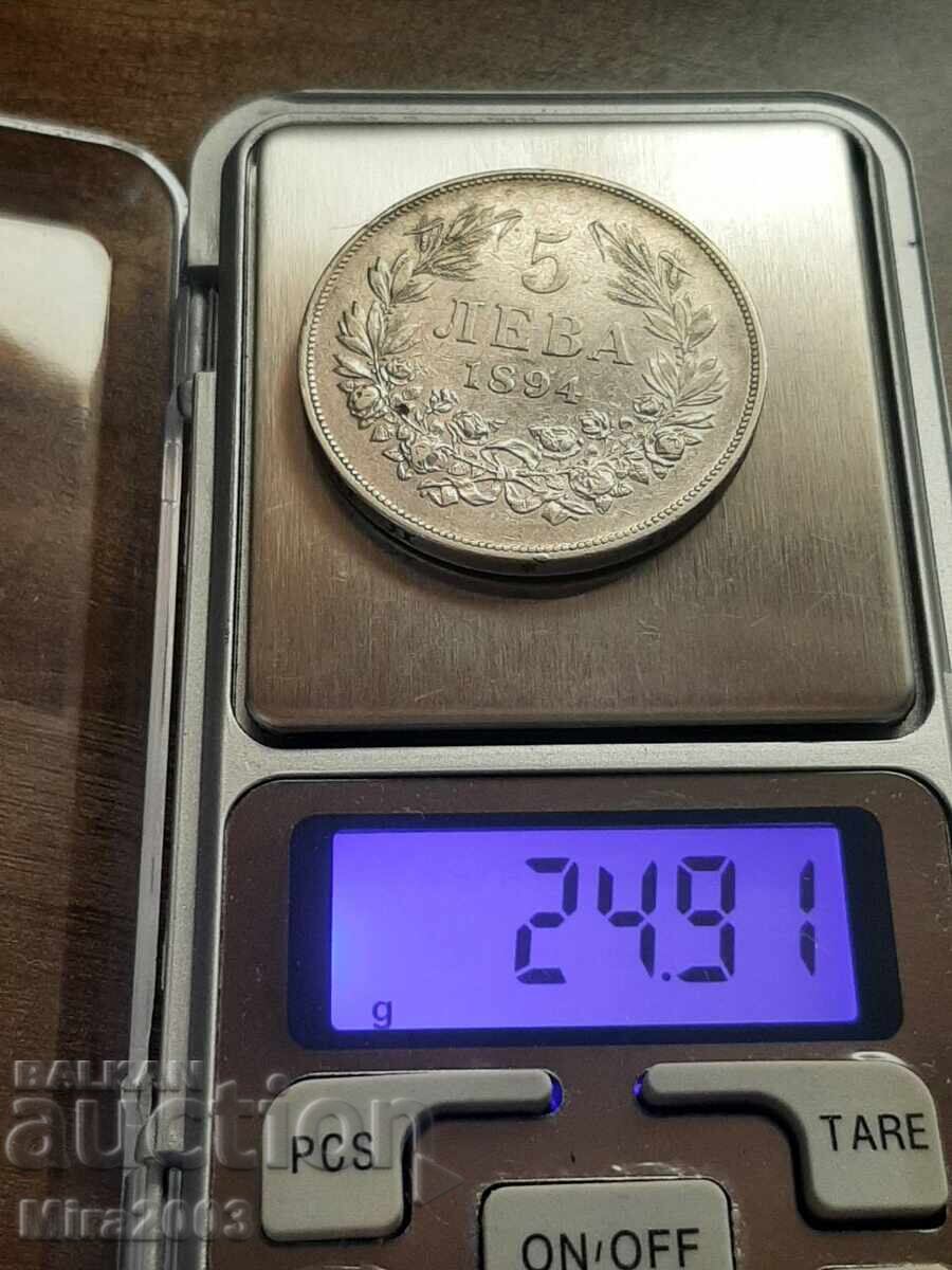 5 leva 1894 de la 0.01 - 8