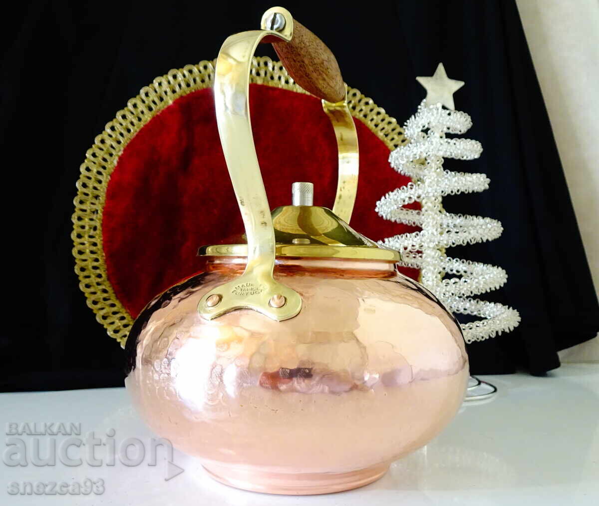 Auction  Copper teapot, copper kettle, pure red copper, hallmark