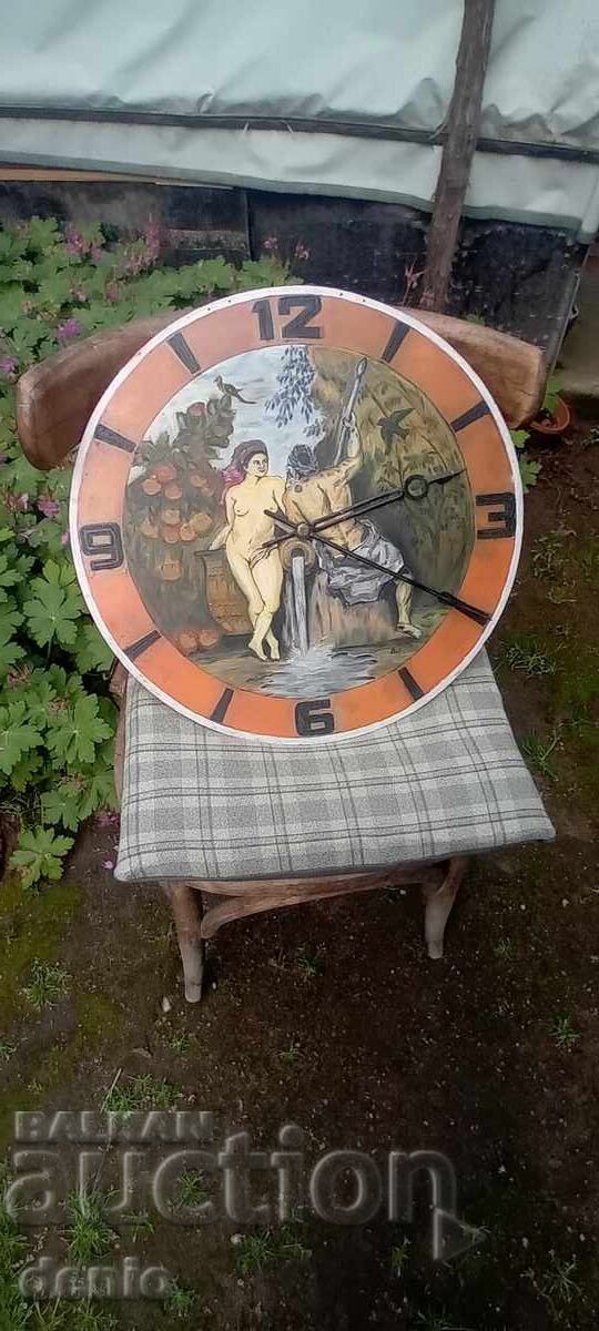Old wall clock-painting, Rubens, oil on plexiglass
