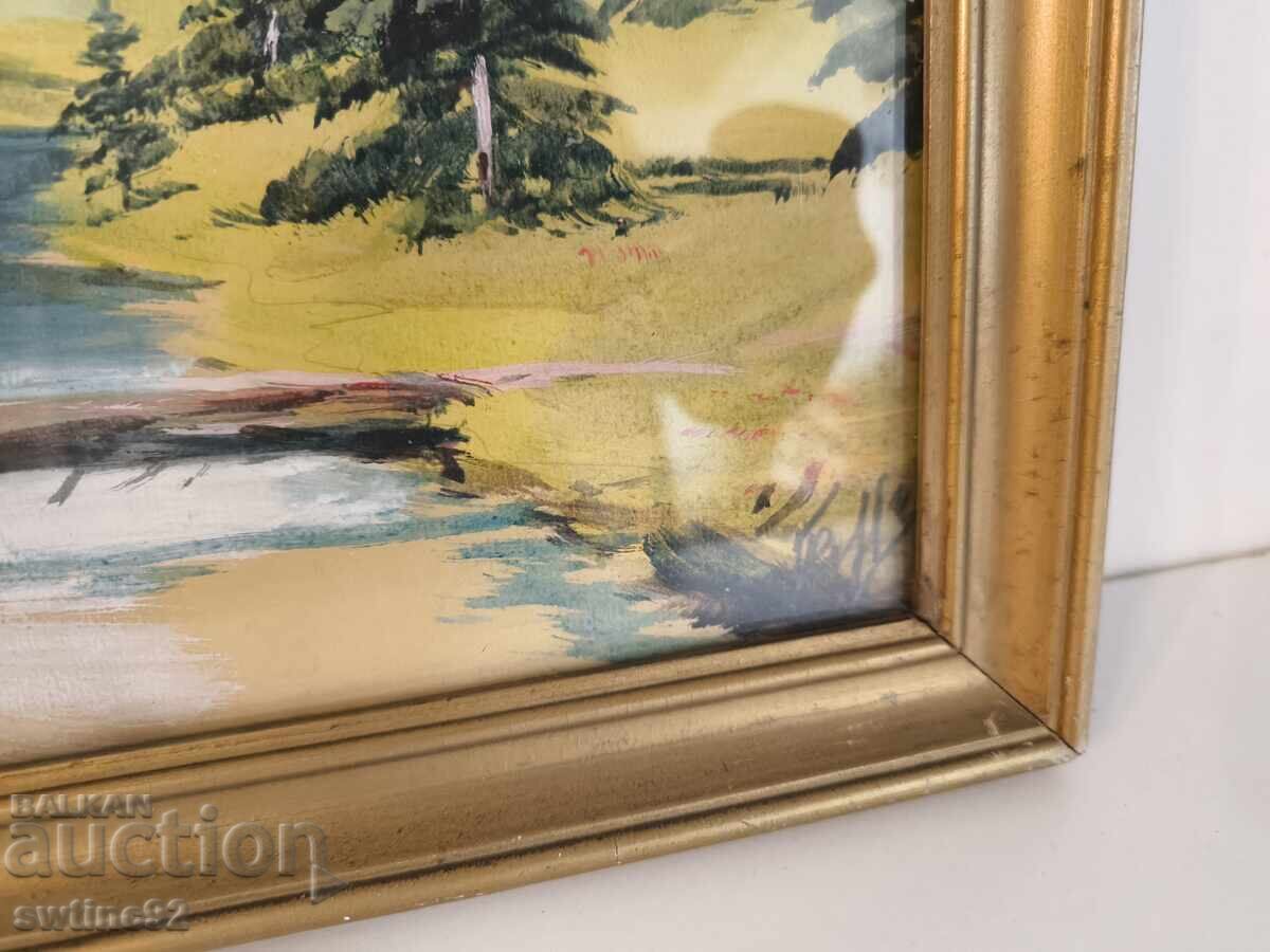 Watercolor on paper forest landscape still water with price € 4.15 | 8.12 BGN