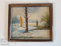 Two unique small landscape paintings on plywood