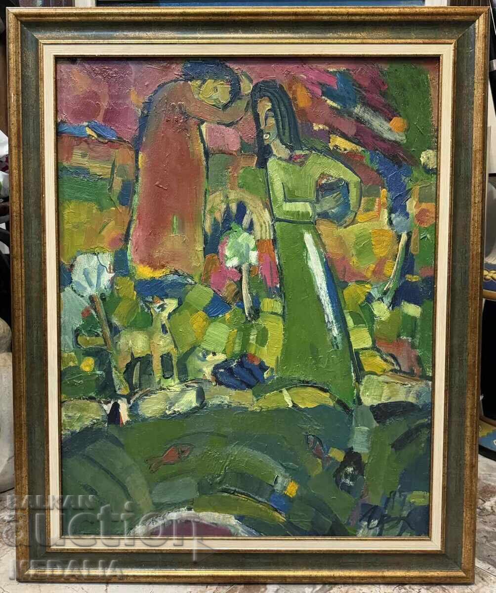 Vihroni Popnedelev-composition-oil paints-signed-1995