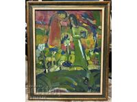 Vihroni Popnedelev-composition-oil paints-signed-1995