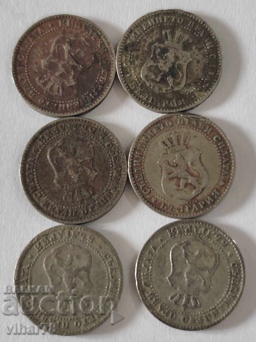 LOT OF 6 pcs. - two and a half stotinki 2 1/2 year 1888 - 5