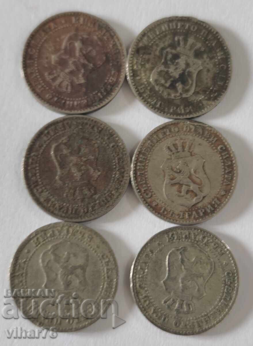 LOT OF 6 pcs. - two and a half stotinki 2 1/2 year 1888 - 6