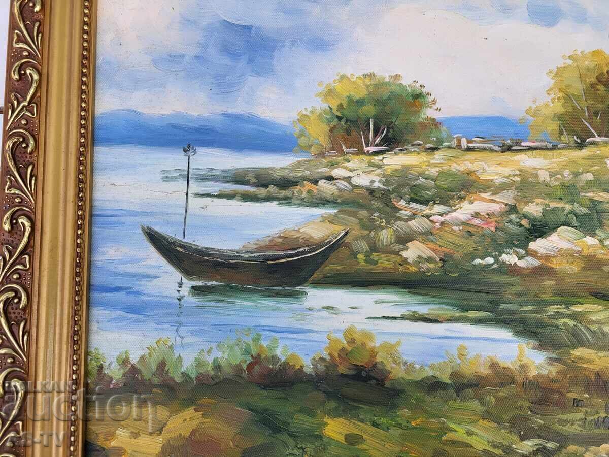 Аукцион Картина Пейзаж с лодка