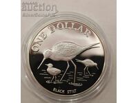Ασημένιο 1$ Μαύρος Ερωδιός 1985 Νέα Ζηλανδία