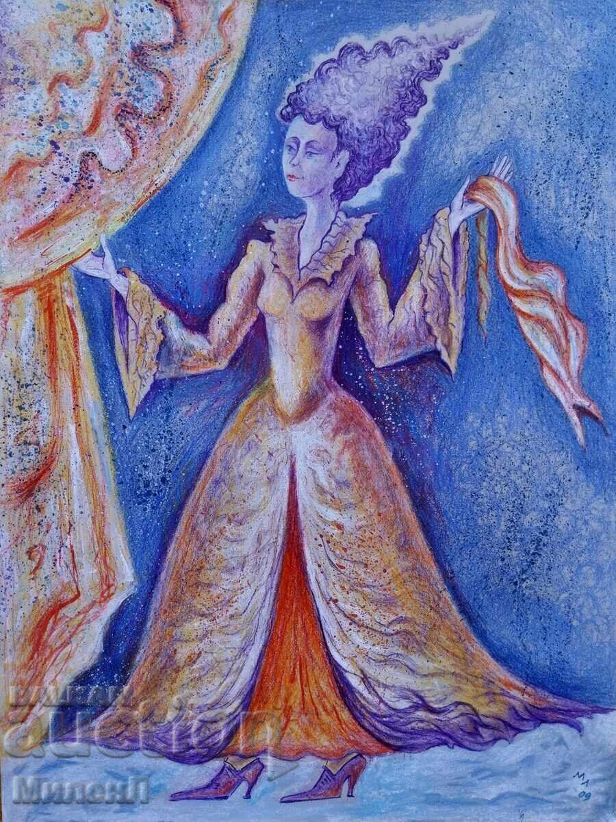 Drawing of a high-society lady