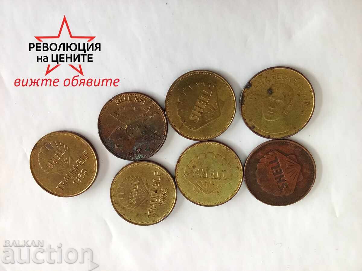 МОНЕТИ ЖЕТОНИ "SHELL" РАЗЛИЧНИ