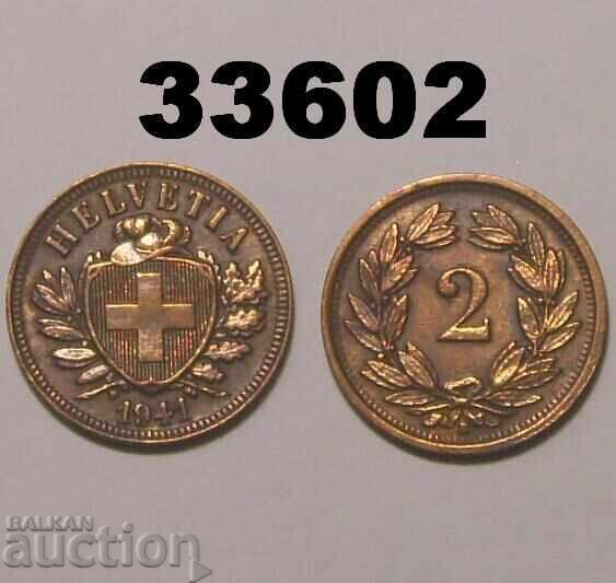 Elveția 2 rappen 1941 curățată Elveția 2 rappen 1941 curățată