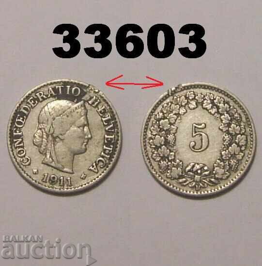 Ελβετία 5 ραπέν 1911 Σημειώσεις