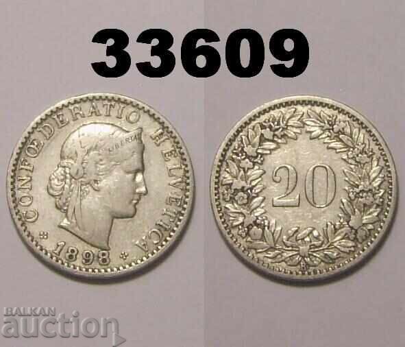 Ελβετία 20 ραπέν 1898