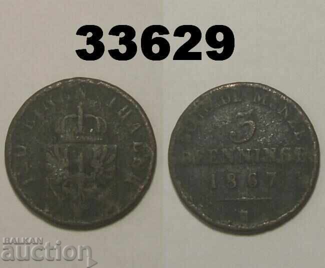 Prusia 3 pfennigi 1867 B Germania