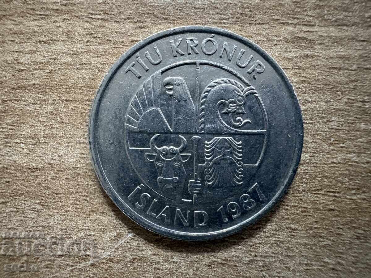 Ισλανδία - 10 κρόνες (1987) με τιμή € 0.30 | 0.59 BGN