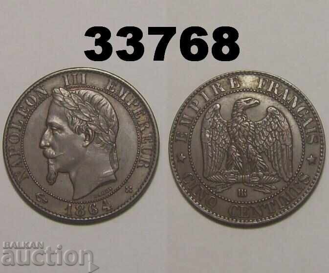 Franța 5 centime 1864 BB AU