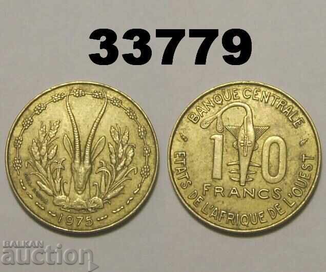 Δυτική Αφρική 10 φράγκα 1975