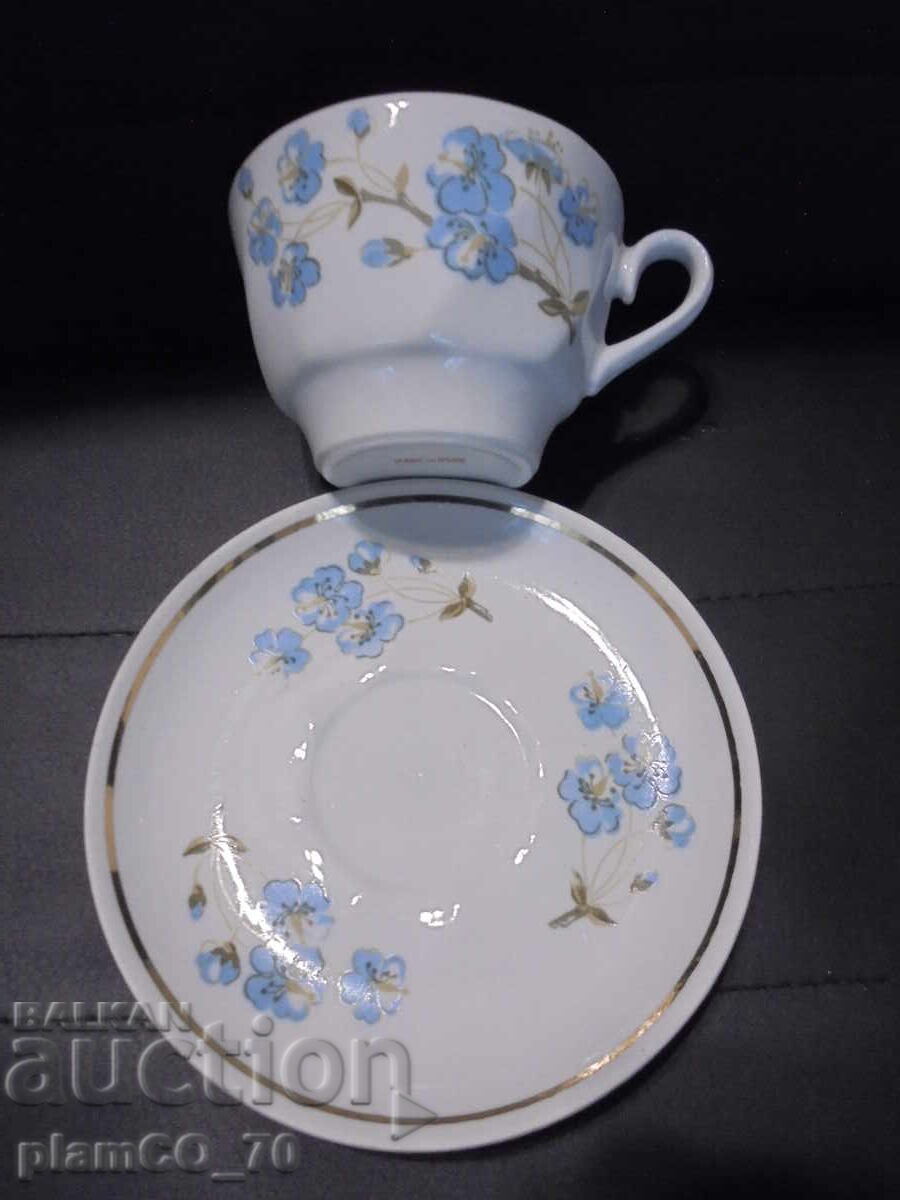 Nr. 8603 Set vintage din porțelan rusesc – ceașcă cu farfurioară - 7