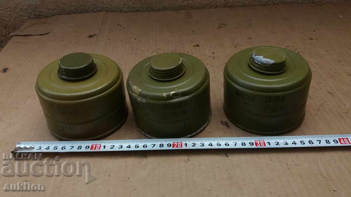 LOT OF 3 GAS MASK FILTERS - 6
