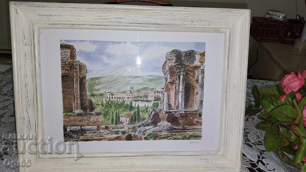 Аукцион Много красива картина ръчна оригинална акварелна рисунка. Аукцион Много красива картина ръчна оригинална акварелна рисунка.