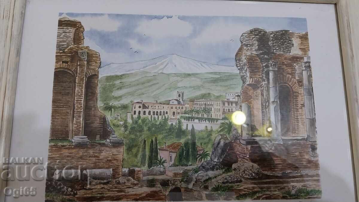 Много красива картина ръчна оригинална акварелна рисунка. - 5 Много красива картина ръчна оригинална акварелна рисунка. - 5
